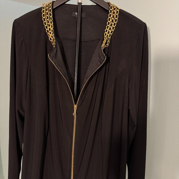 MSK Women's Elegant Black w/Gold Collar Lightweight Jacket Poly/Spandex Size 2X - Picture 2 of 5